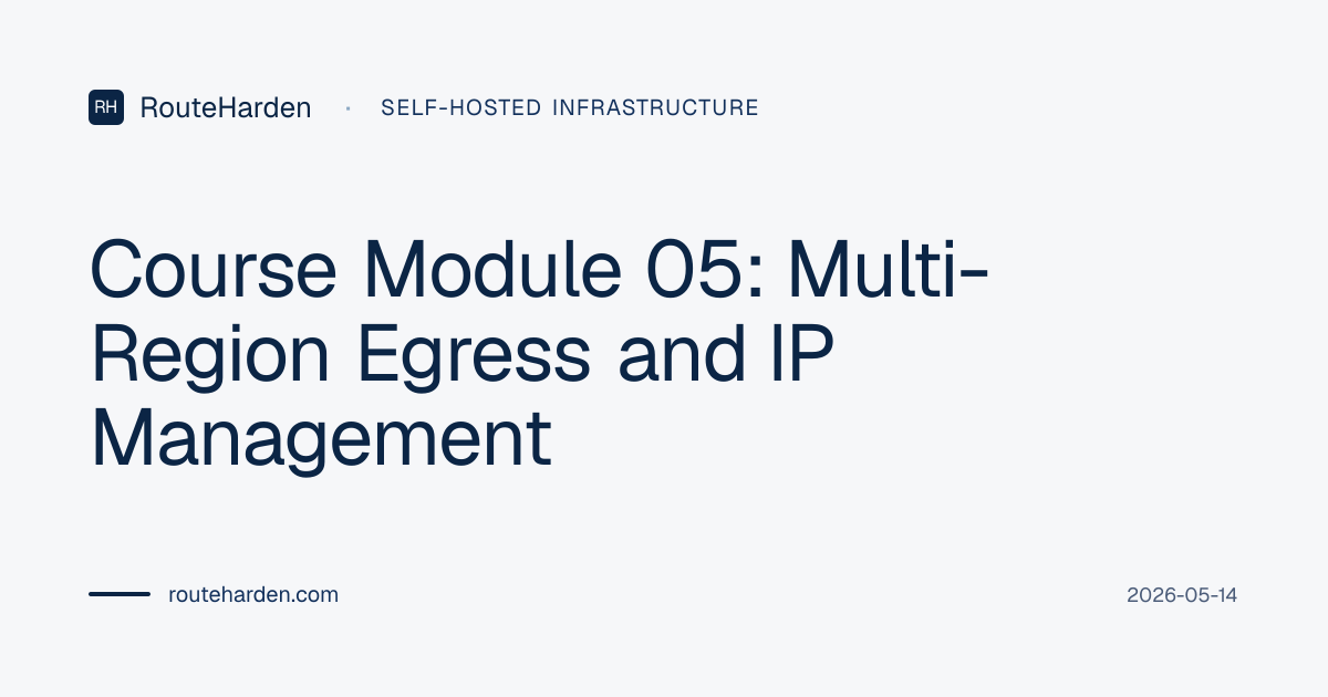Course Module 05: Multi-Region Egress and IP Management · RouteHarden