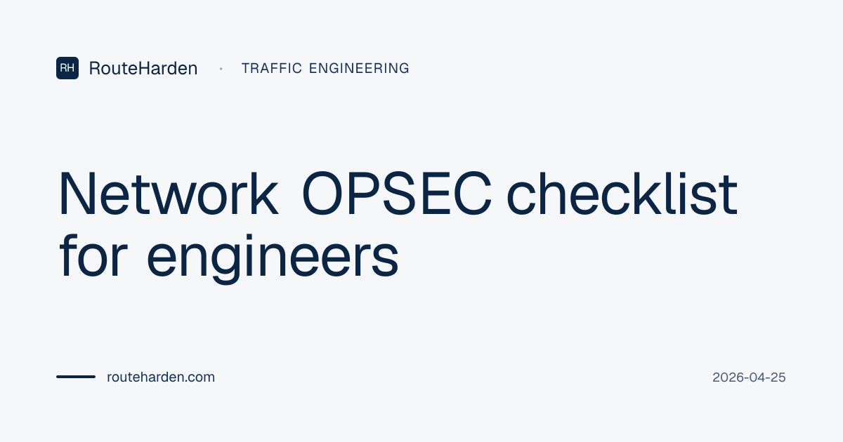 Network OPSEC checklist for engineers · RouteHarden